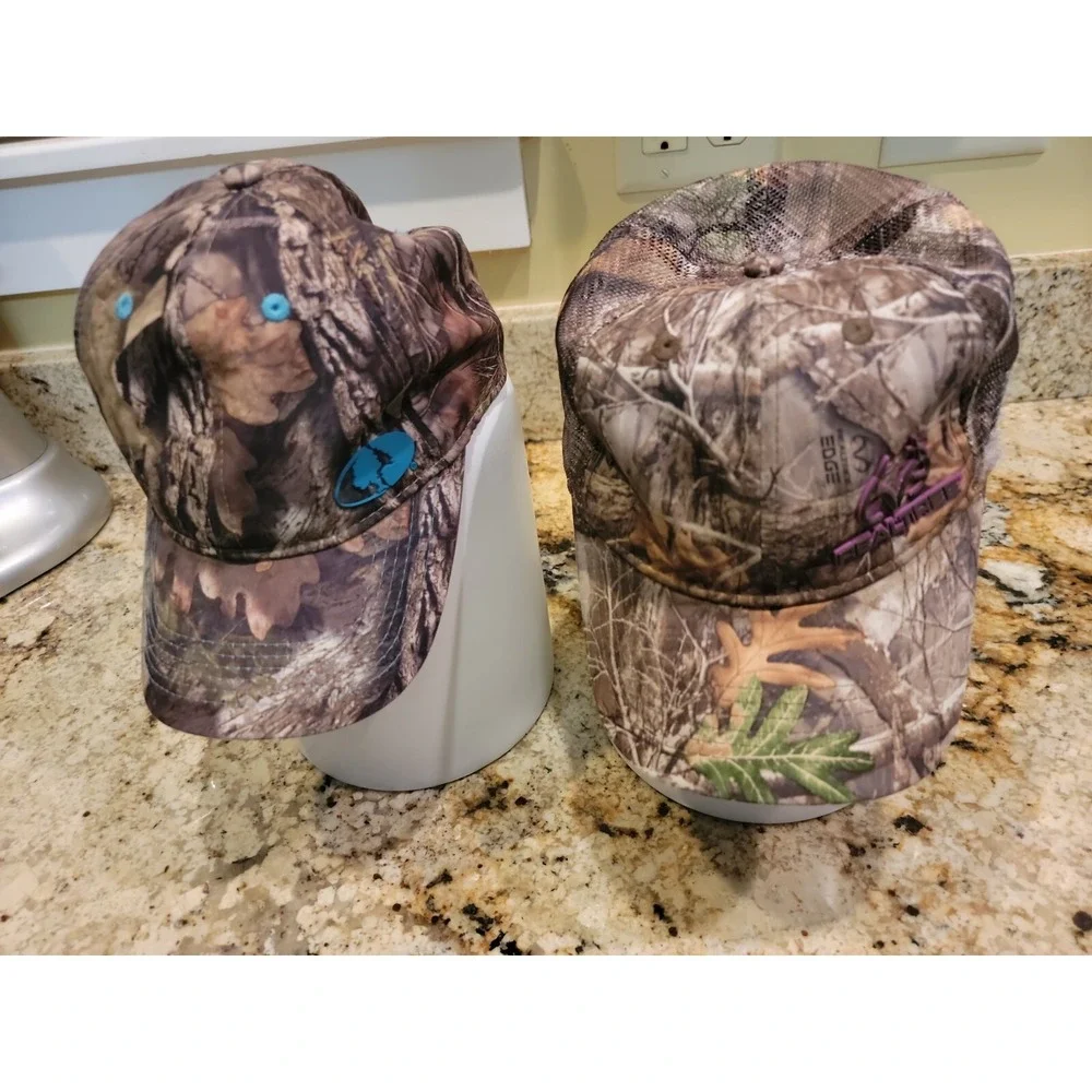RealTree/Mossy Oak Camo Camouflage Snapback Hats.  One Size.  Includes 2 hats